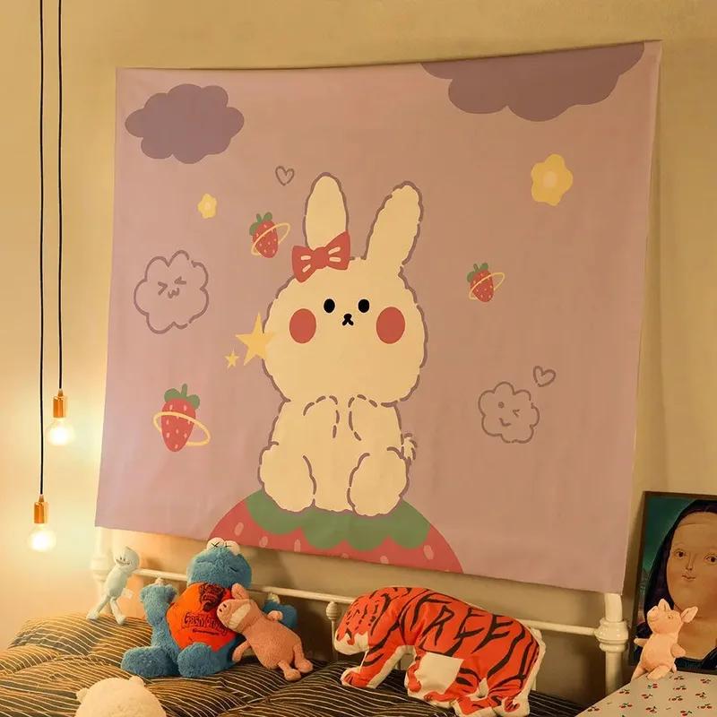 Cute Bear Rabbit Hanging Cloth Home Wall Decoration Tapestry Office Living Room Tapestry