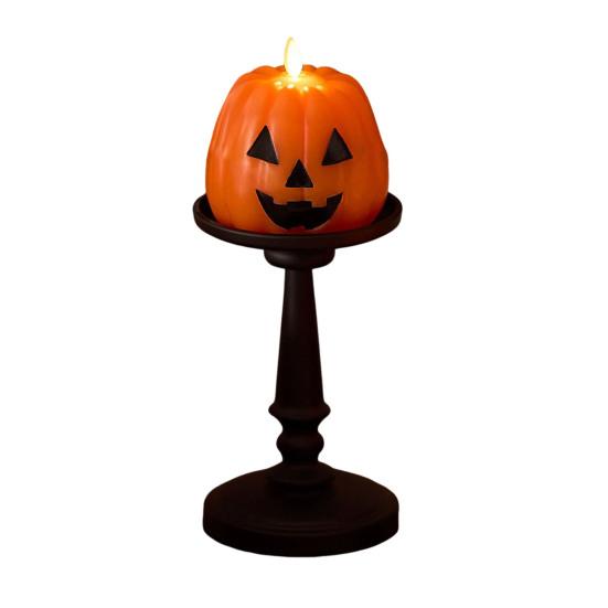 Halloween Flameless Candle Stacked Jack-O'-Lantern LED Candle Light-up Pumpkin Ghost Candle Lamp for Mantel Shelf Dining Table