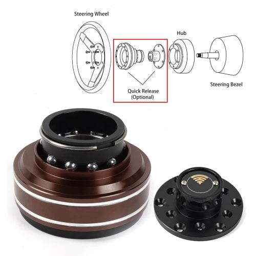 ZS Steering Wheel Hub Adapter, 6-Hole, 70mm, for Racing Simulator Games, M-OZA S-imagic M10 A/Mini European Trucks (Brown 2)