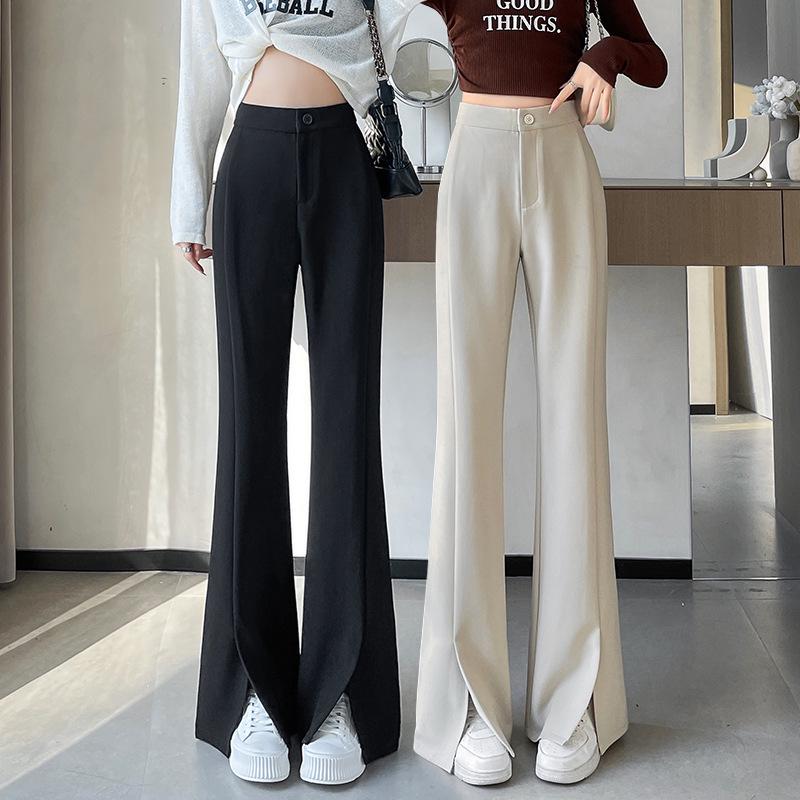 Women's High-Waist Black Flared Suit Pants - Slim Fit, Wide Leg, Spring 2024 Collection