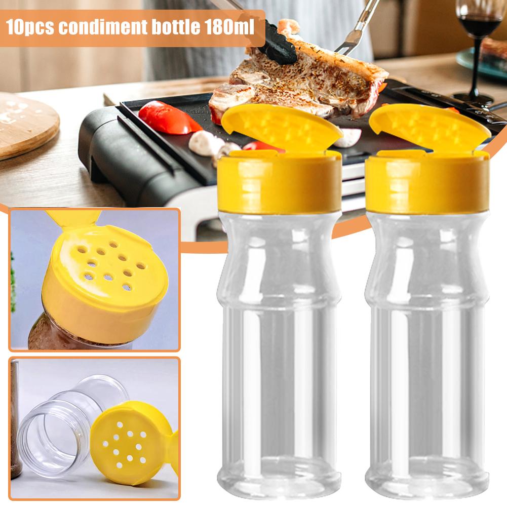 10Pcs 180ml Plastic Seasoning Jar Barbecue Condiment Bottles Spice Bottle