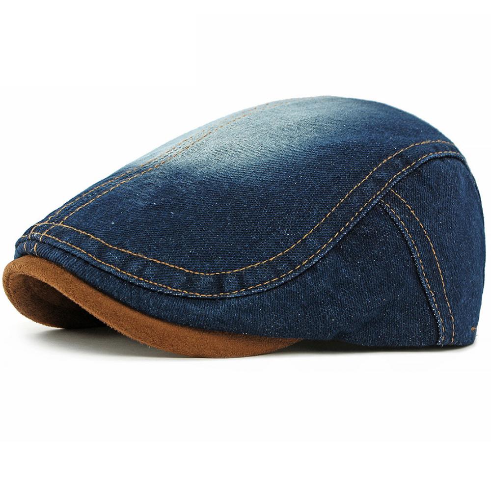 HT5042 Beret for Men Women 100% Cotton Denim Beret Hat Male Female Ivy Flat Cap Retro Artist Painter Hat Spring Autumn Beret Cap