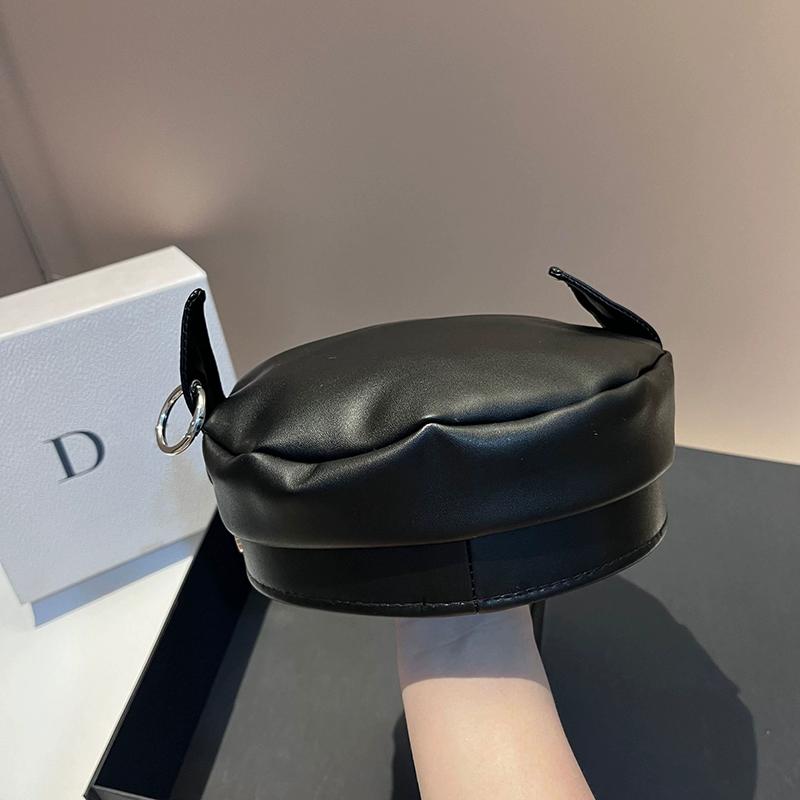 Korejský styl Pu kůže Beret s uchy jako u beránka Design Retro kšiltovka Duckbill Dámská Pánská Podzim Zima Street Fashion Osobnost Čepice Newsboy