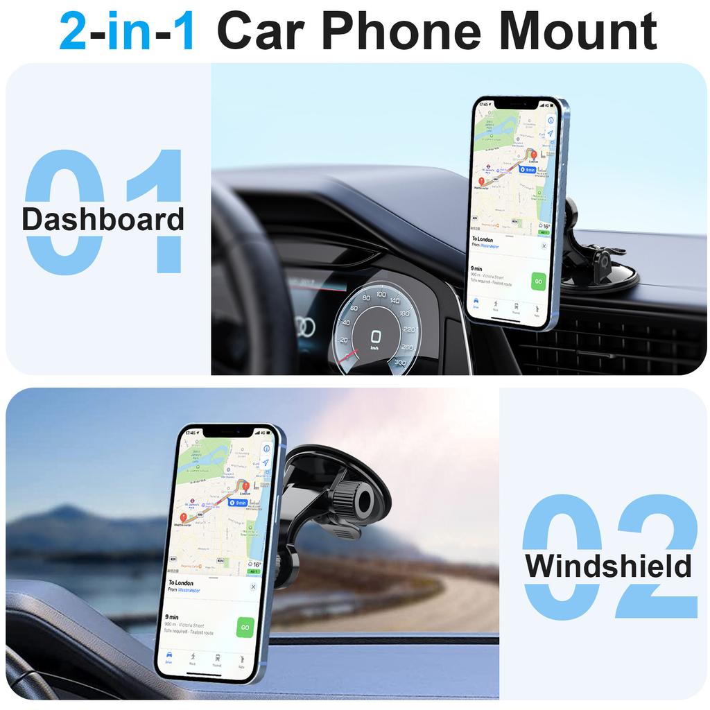 ML203 Suction Cup Base Car Dashboard Mount 360 Degree Adjustable Magnetic Phone Holder Bracket