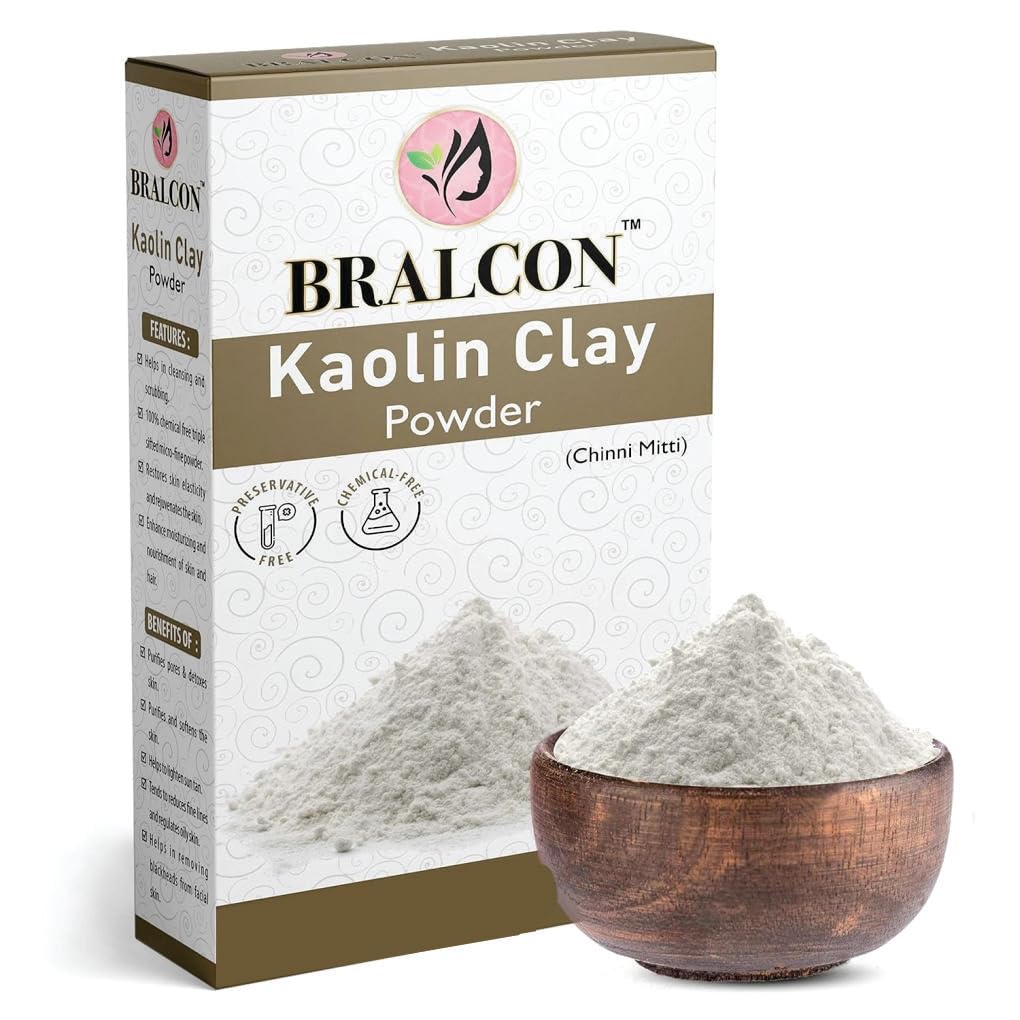 BRALCON Kaolin Clay Powder - 100g | Chinni Mitti Powder for Face Pack, Skin Care | 100% Natural & Original for Healthy Hair & Skin | Removes Blackh