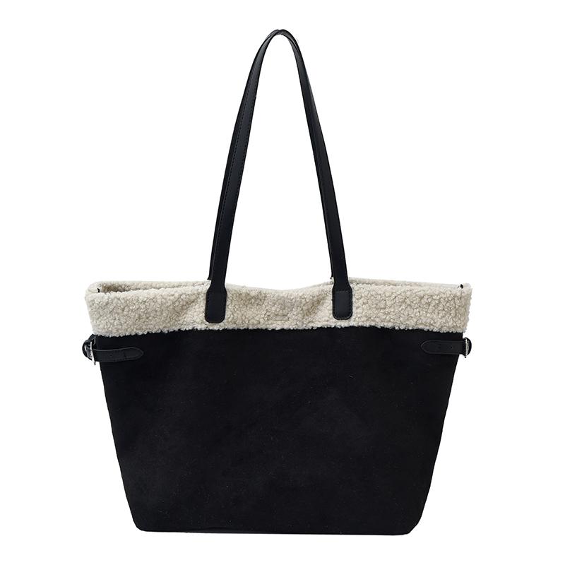

2026 High Quality New Trend Casual Tote Faux Suede Winter Thicken Buckle Bags High Capacity Commuting Durable Shoulder Bags чёрный