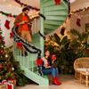 8-meter realistic Christmas decoration wreath with dark snowflake tips and 9 red bows, perfect for holiday parties, homes