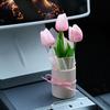 Simulation Artificial Tulip Bouquet Realistic Fake Flower Bunch Tulip Bucket Bouquet  Dining Table