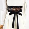 Floral Pattern Wide Waistband Soft Breathable Fabric Belt Adjustable Ties For Hanbiuk Modern Outfits