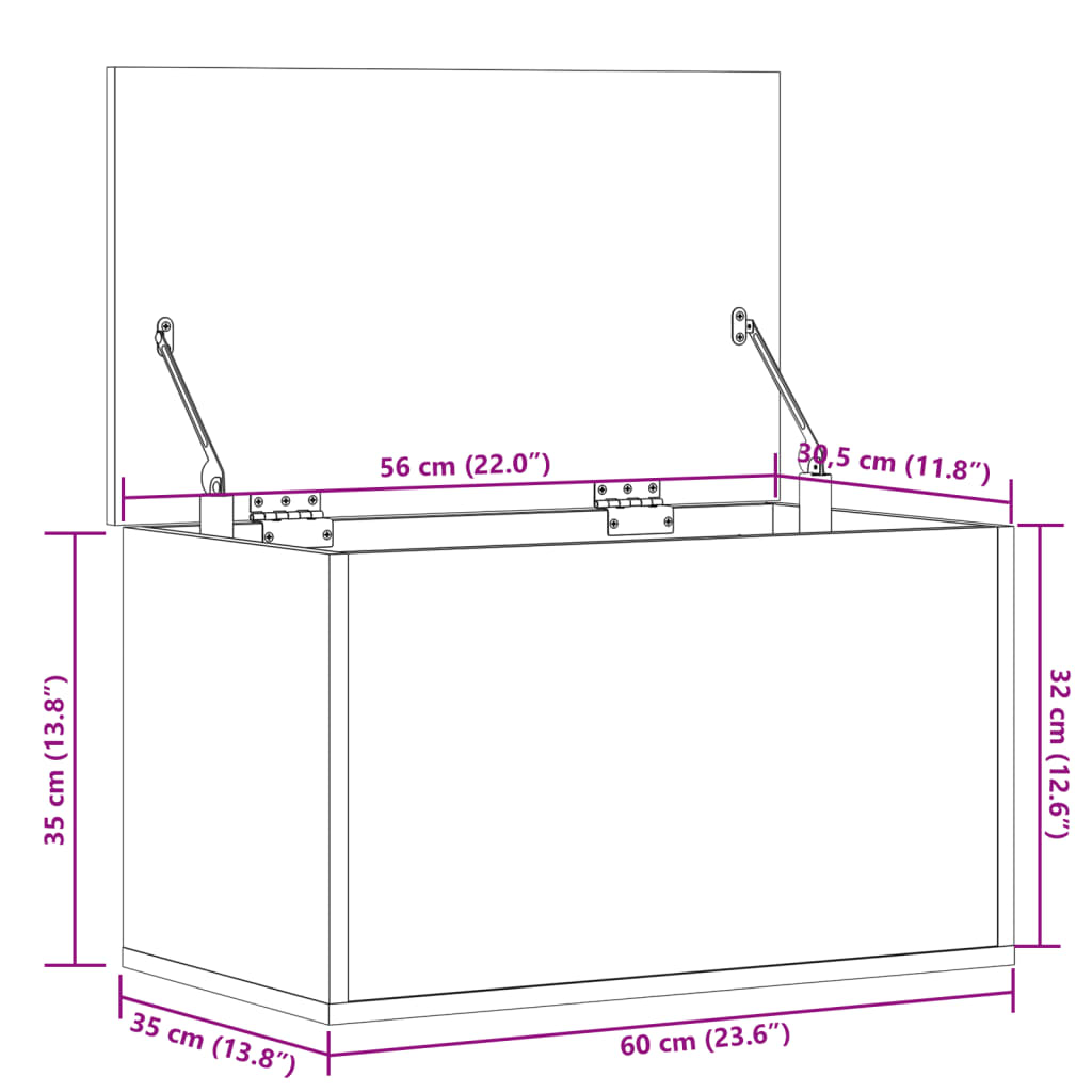 Grey Sonoma Storage Chest 60 x 35 x 35 cm Particleboard