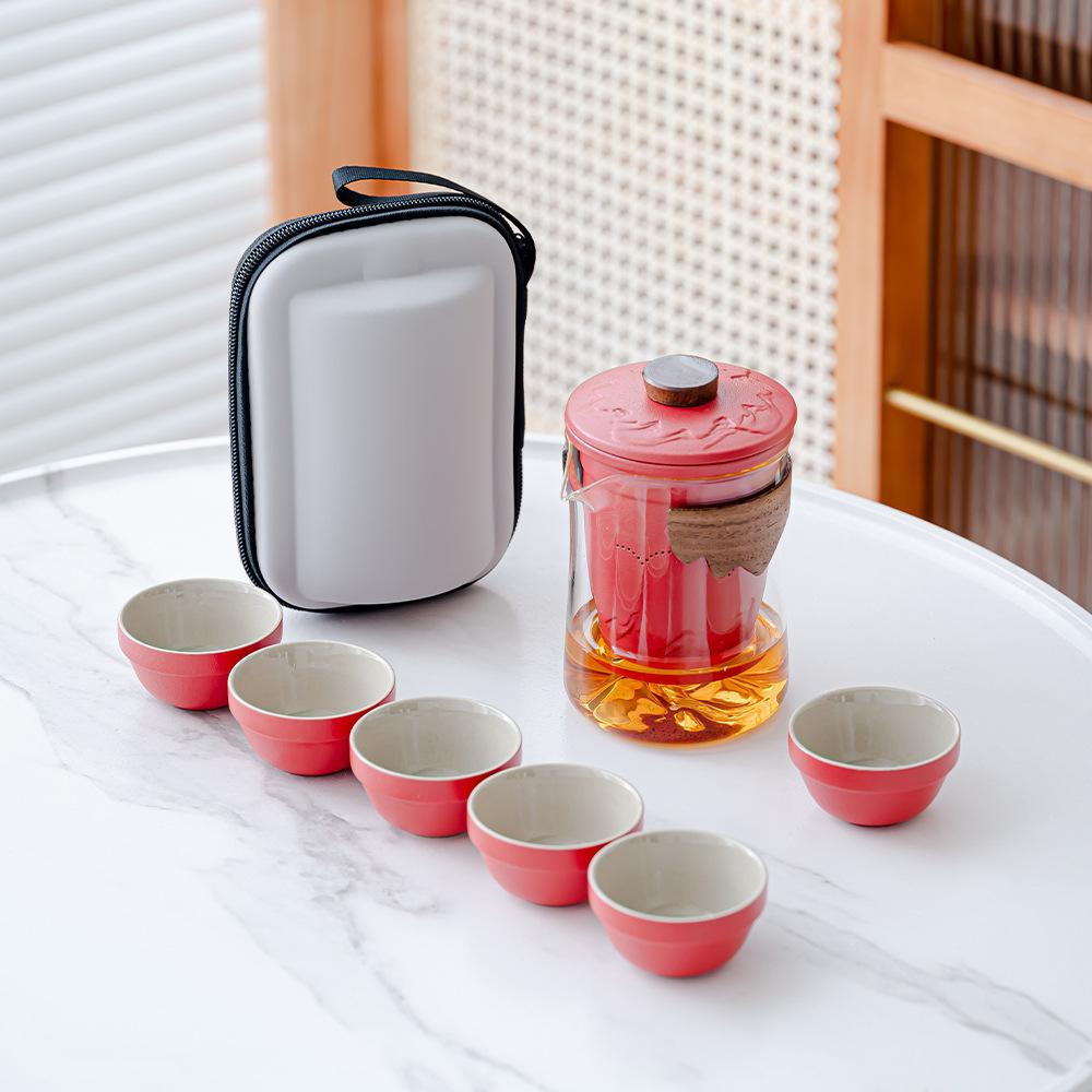 Glass travel tea set portable express cup outdoor kung fu teacup Japanese teapot business gift set