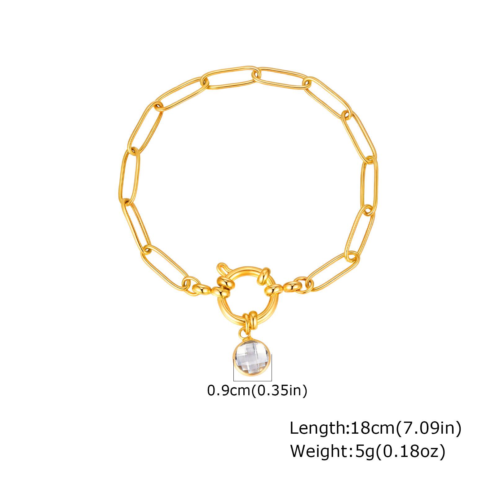 Wind 18K Gold Stainless Steel Small Square Chain Heart-Shaped Zircon Bubble Bracelet Female Br-2167