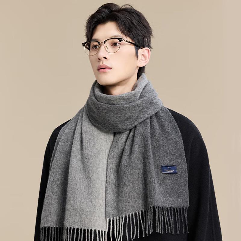 JIUMU Men's Gradient Pure Wool Thickened Scarf