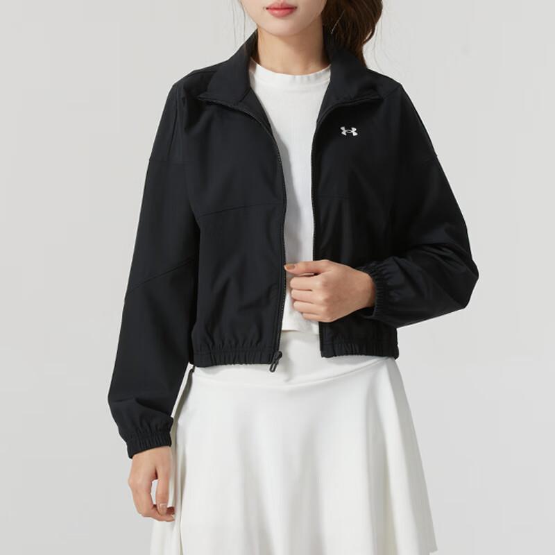 Under Armour Running Polo Fitness Training Windproof Casual Jacket Women Jacket Black 1389631-001