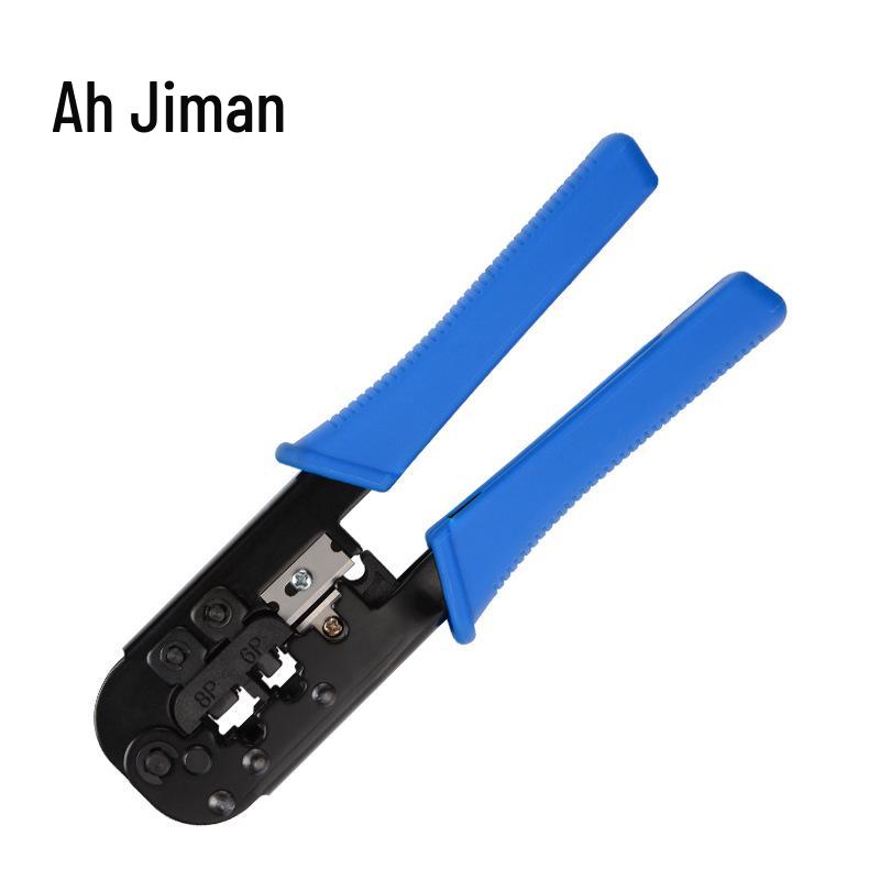 Aojiman Dual-Use RJ45 Network Cable Crimper Pliers, Crystal Head Ratchet Crimping Tool, Multifunctional 8P8C Network Pliers