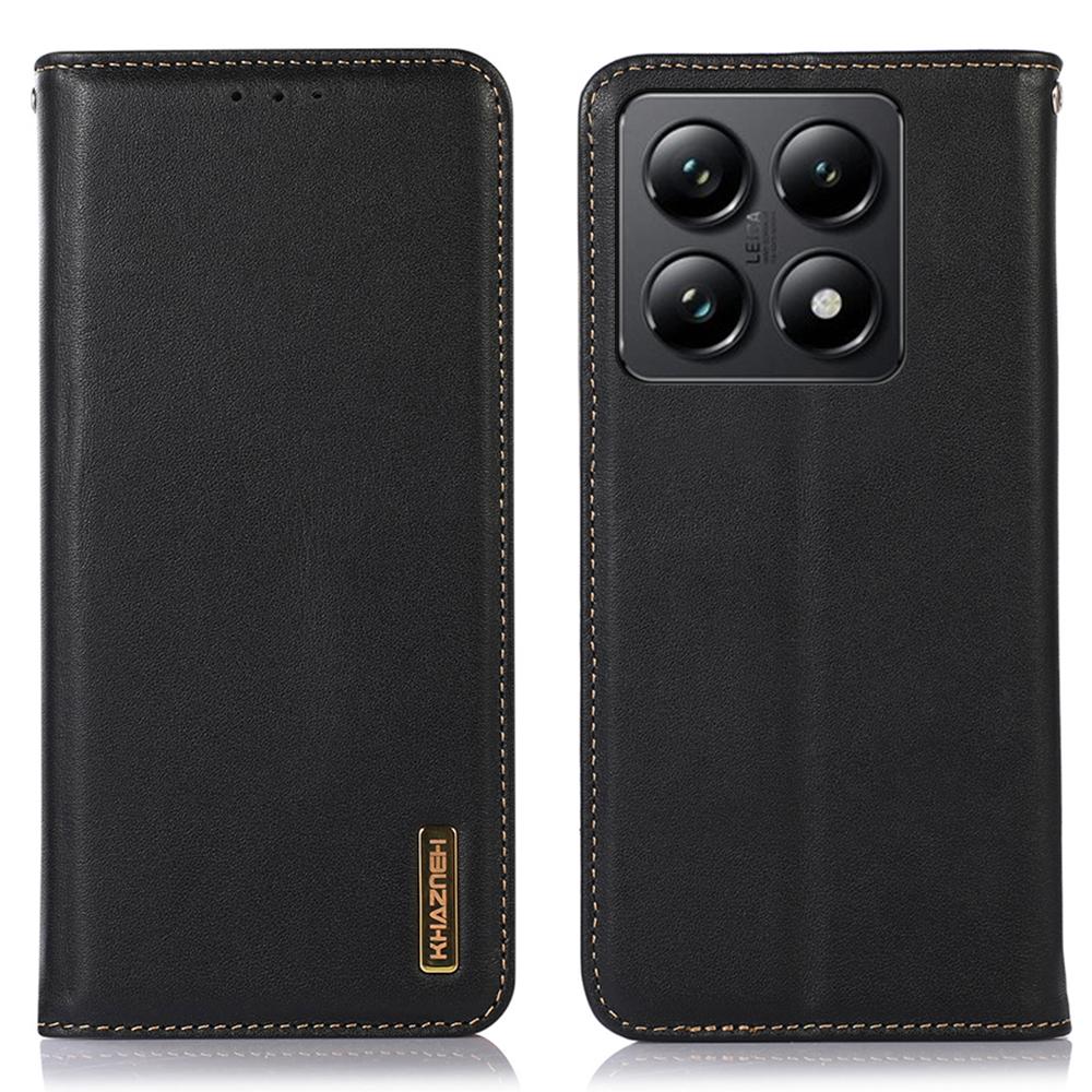 

KHAZNEH Чехол для Xiaomi 14T Pro Кожаный кошелек-чехол для телефона из натуральной коровьей кожи Текстура наппа B