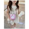 Cute Rabbit Faux Leather Crossbody Bag for Kids, Kawaii Cartoon Mini Square Shoulder Purse, Zipper Closure Single Strap Chain Bag for Children