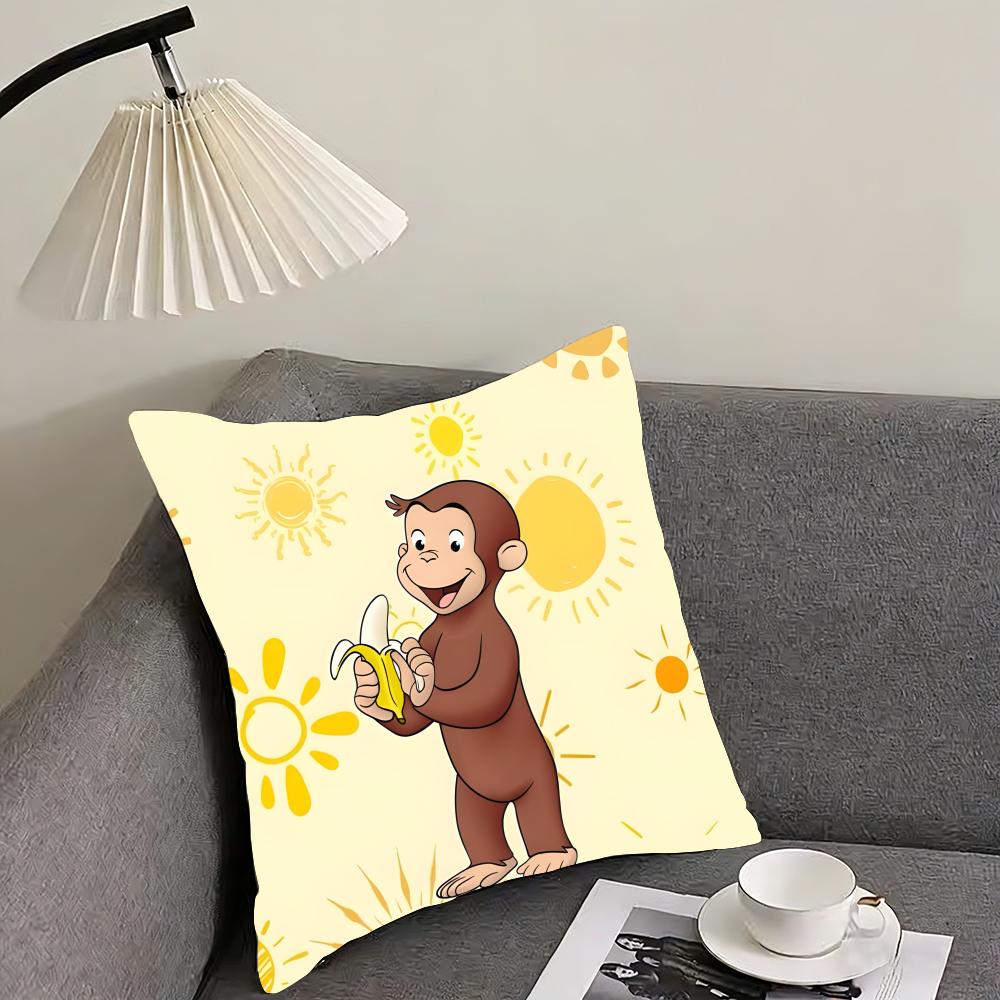 CCurious GGeorge Cartoon Cushion Cover Pillowcase Ultra Soft Skin Friendly Fabric Cloud Like Comfort Concealed Zipper