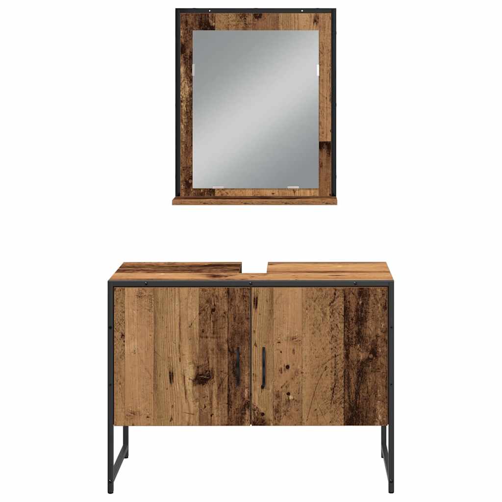 Bathroom Furniture Set with Door Shelf 4 pcs Brown Engineered Wood