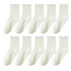 5 Pair Women Fashionable Ruffle Cuffs Crew Socks Cotton Blend Ribbed Knitted Stretchy Fit Comfortable Frilly Ankle Socks