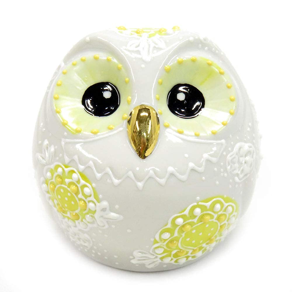 Kutani Ware Ball Owl (yellow) Pottery