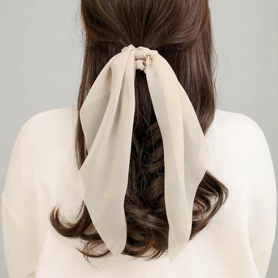 Bandeau de cheveux long en ruban de mousseline (Ivoire)