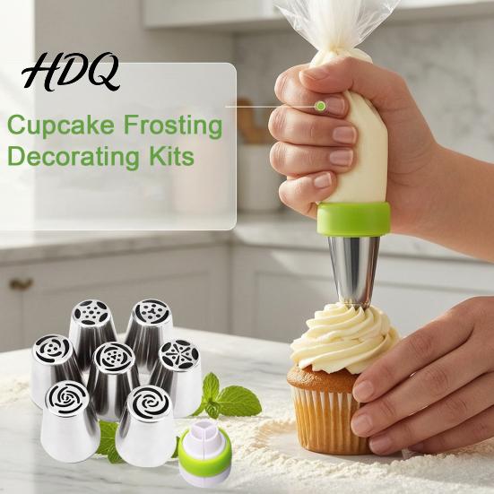 Wedding Cake Decoration Tools 7PCS Russian Piping Tips Set, Stainless Steel Decorating Easy Frosting Nozzles for Cakes Nozzles, Baking Supplies