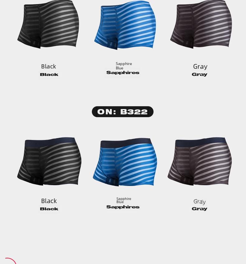 Men's Ice Silk Breathable Boxer Briefs: Antibacterial, Lightweight, Striped Summer Underwear.