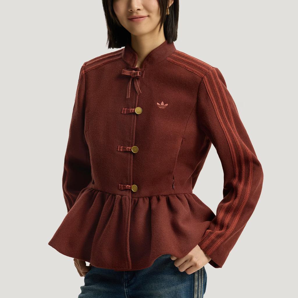 Adidas Originals Capodanno FW25 Nuovo Stile Cinese Giacca Aderente Sportiva a Righe che Definisce la Vita Giacche da Donna KR5069