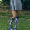 LIKK Gingham Check Two-tone Knee Socks (Black)