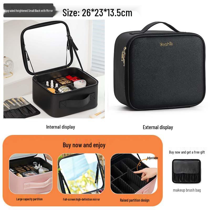 LED Mirror Makeup Bag: Spacious Handbag for Skincare & Cosmetics Storage