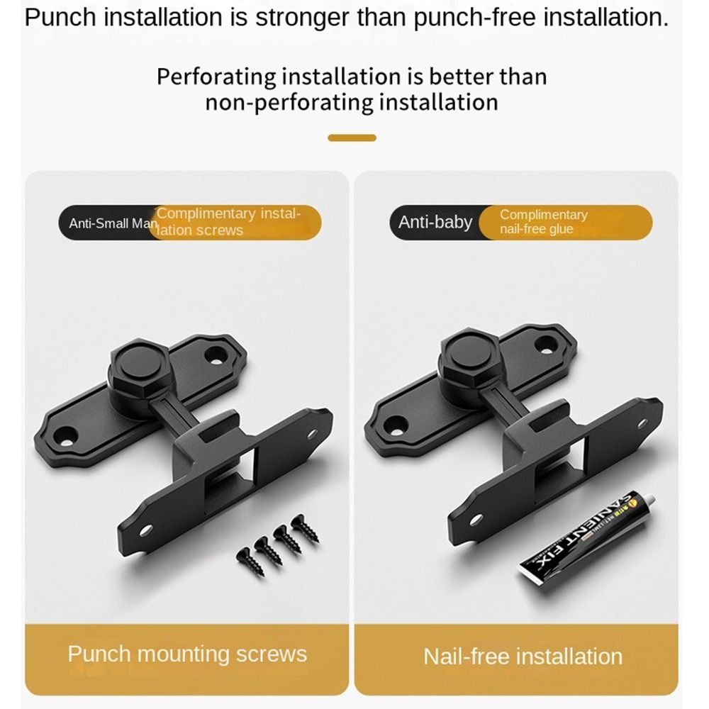 Anti-theft Luminous  Door Buckle 90 180 Degree Door Hasps Protable Door   Catch Bolt  Bathroom