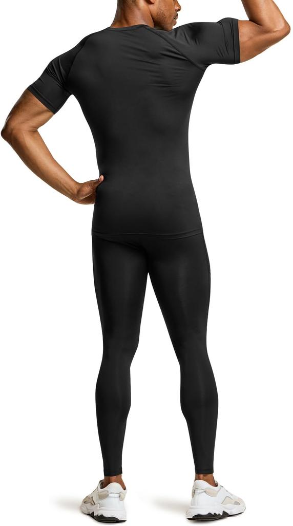 Tesla Compression Short Sleeve Sports UV Compression Base Compression JPB Men's Wear, Undershirt, V-Neck, Protection, Sweat-Wicking, Quick-Drying,