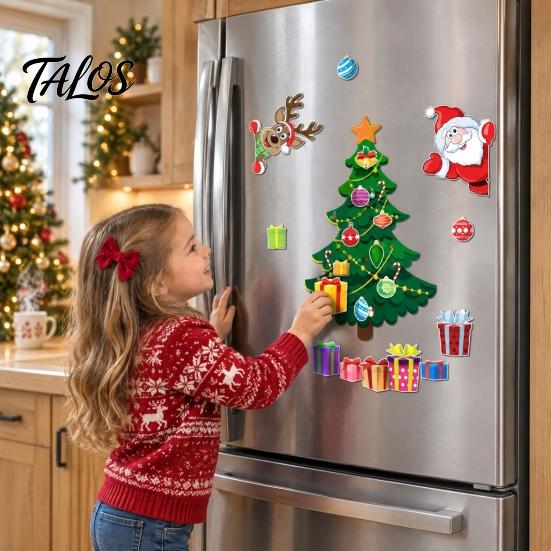 Durable Magnetic Ornaments Christmas Fridge Magnets, Soft Santa & Tree Stickers, Reusable Decorative Metal Surface Magnets Holiday Magnet for