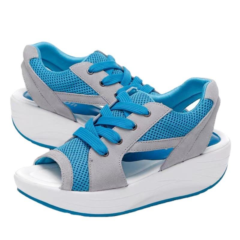Women's Strappy Platform Sandals Sports Sabot Sneakers Shoes Open Toe Comfortable Casual Mesh Breathable Sandals Summer 2024