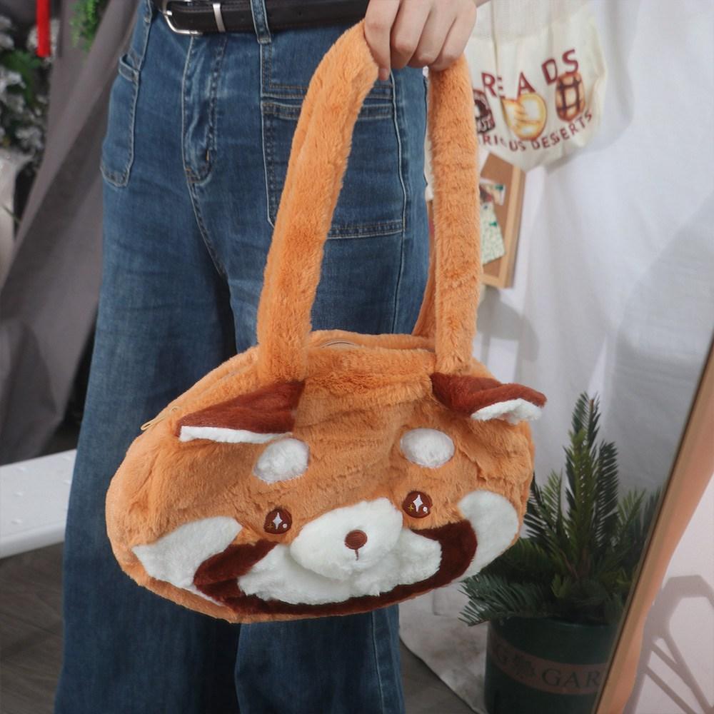 Embroidery Animal Shoulder Bag Cute Red Panda Handbag Lovely Red Panda Plush Bag Girls