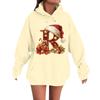 Women's Casual Comfortable Long-Sleeved Christmas Letter-Printed Warm Hooded Crew-Neck Sweatshirt