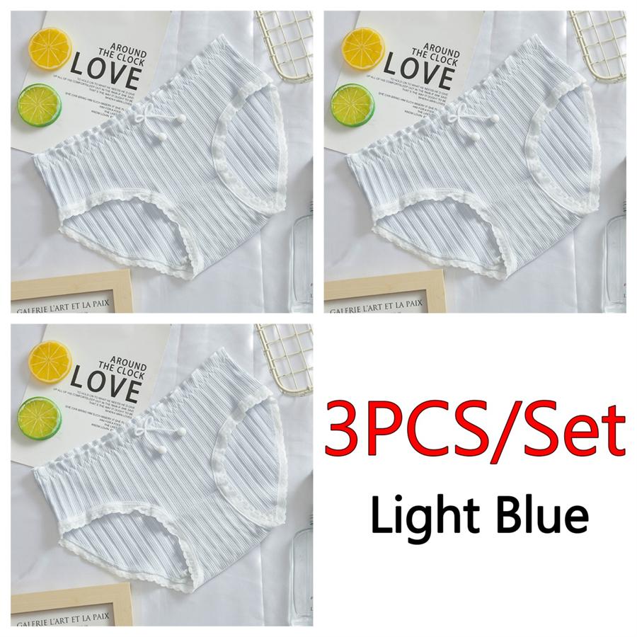 3PCS/Set Cotton Panties Women Underwear Panty Fashion Thread Bow Briefs Lovely Girl Seamless Underpants Female Lingerie Selling