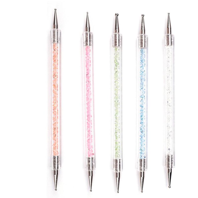 Double-Ended Nail Art Pen Set with 5 Drill Bits and Dotting Needle Beads