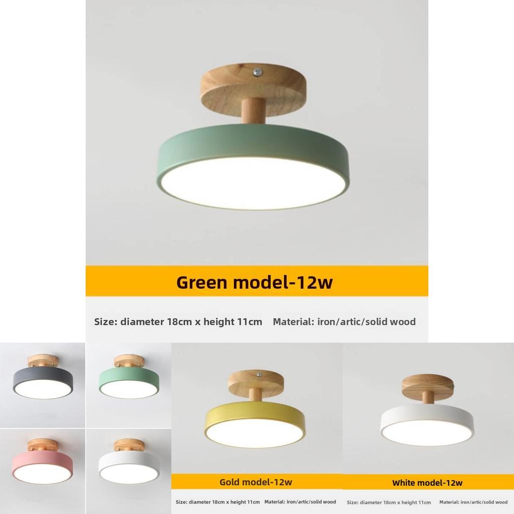 Minimalistische nordische LED-Deckenleuchte mit Holzkörper für die Beleuchtung von Hausfluren