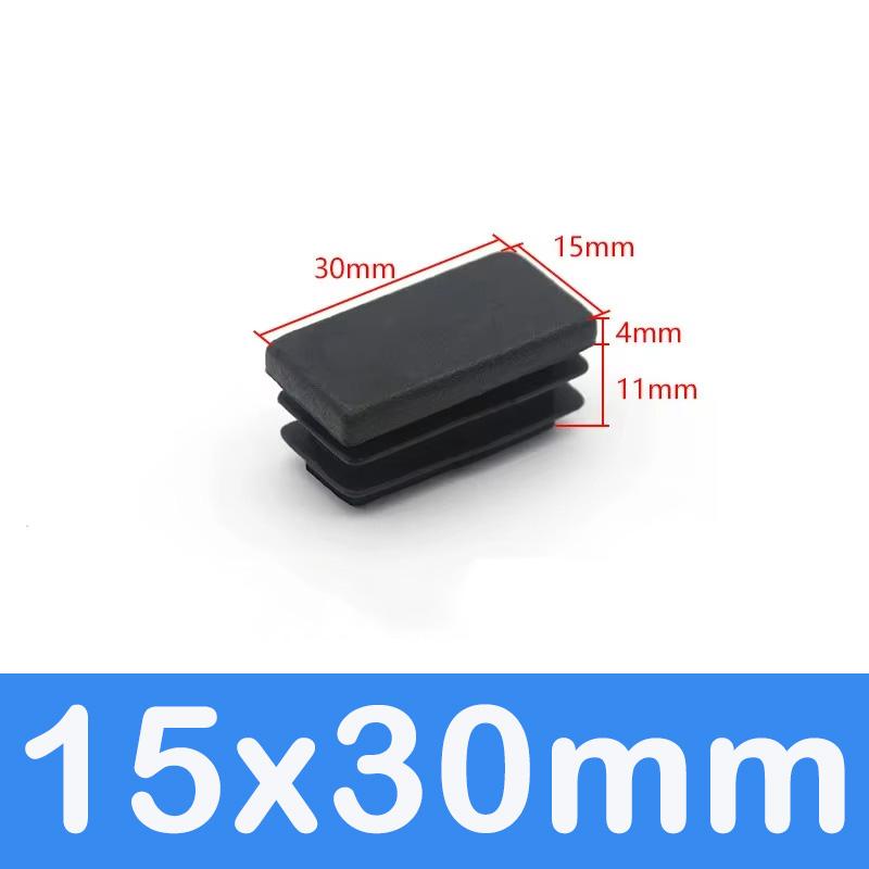 Rechthoekige Buis Dop Inzetstukken Zwart Plastic Afsluitdoppen 10x15mm-60x100mm Meubels Tafels Stoelen Voetdoppen