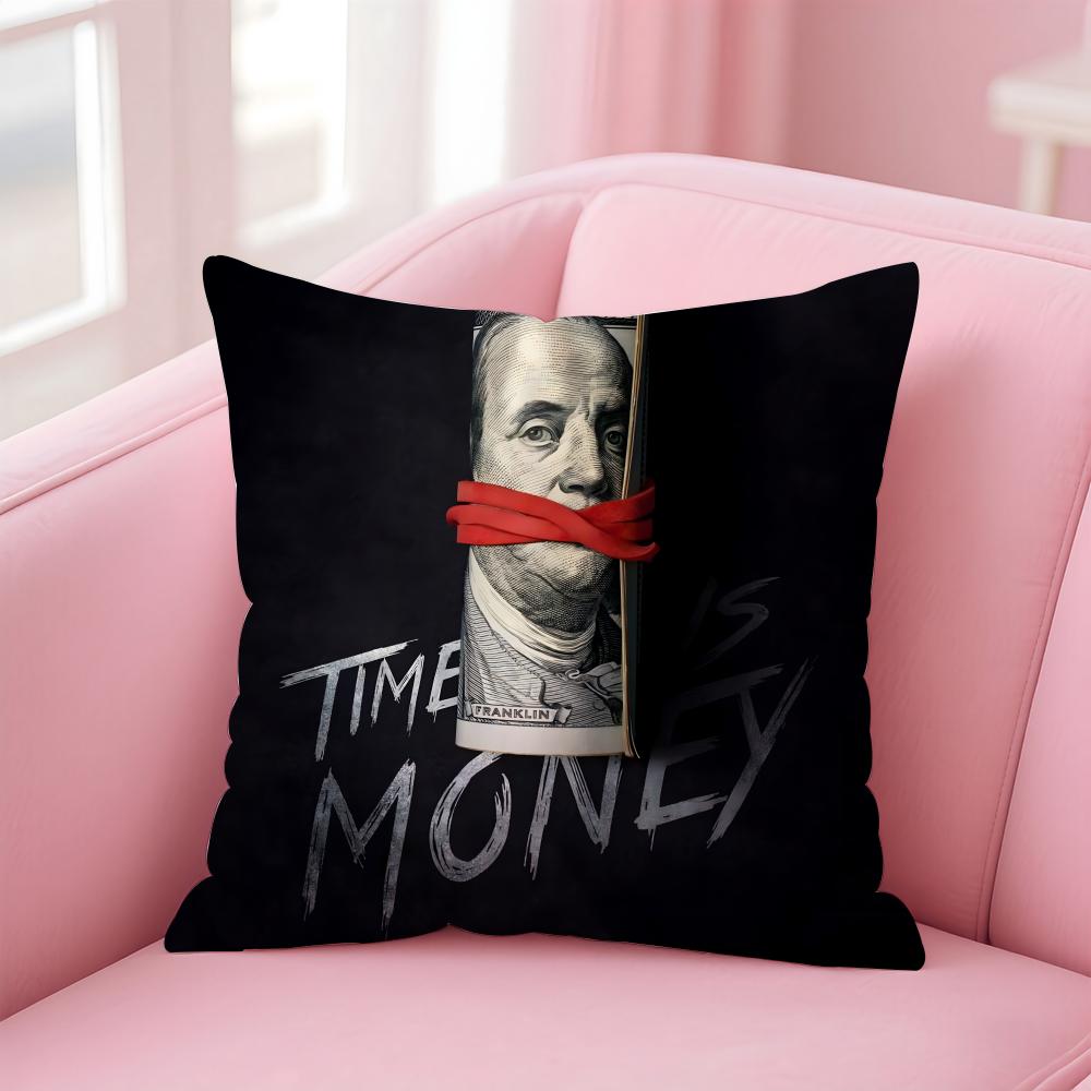 popular Time is Money Cushion Cover Comfortable Reversible Pillow Cover Ideal for Car Sofa Bedroom & Beyond