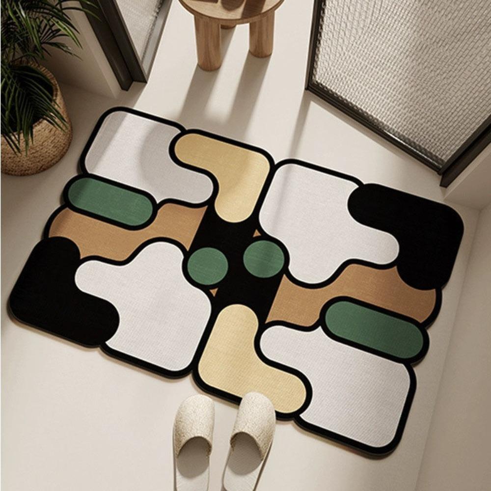 Diatomaceous Earth Bath Mat Fast Drying Absorbent Non Slip Floor Mat for Bathroom Toilet Easy Clean Home Decor Puzzle Design