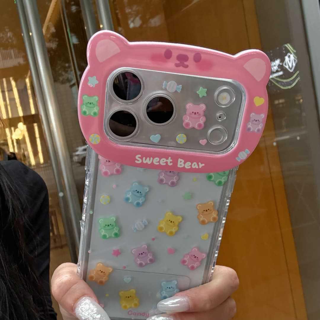 

Soft Cute Colorful Candy Bear Case with Chain for iPhone 16/17 Pro Max iPhone 14