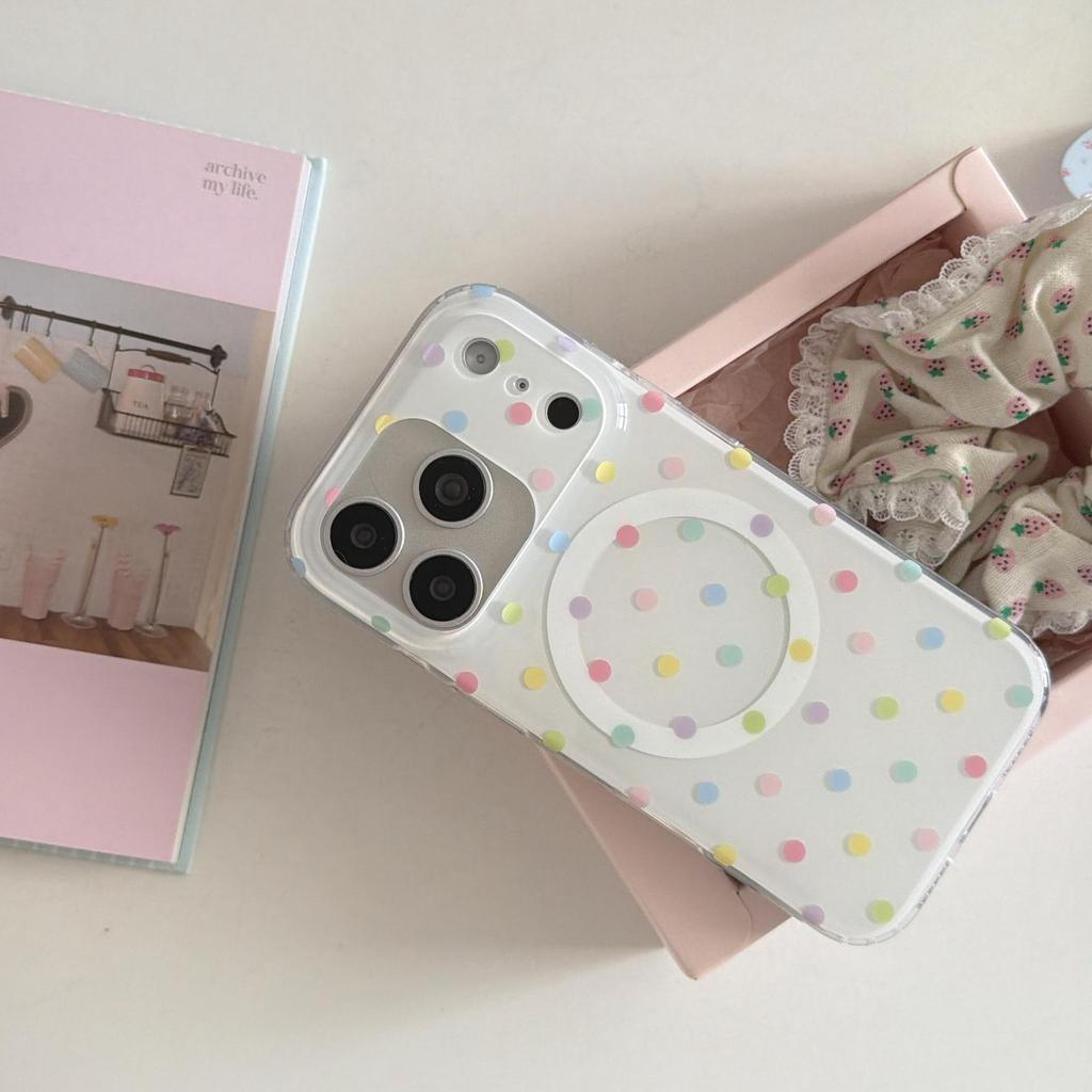 Colorful Polka Dot Bear Stand Case for iPhone 15/14/16 17ProMax