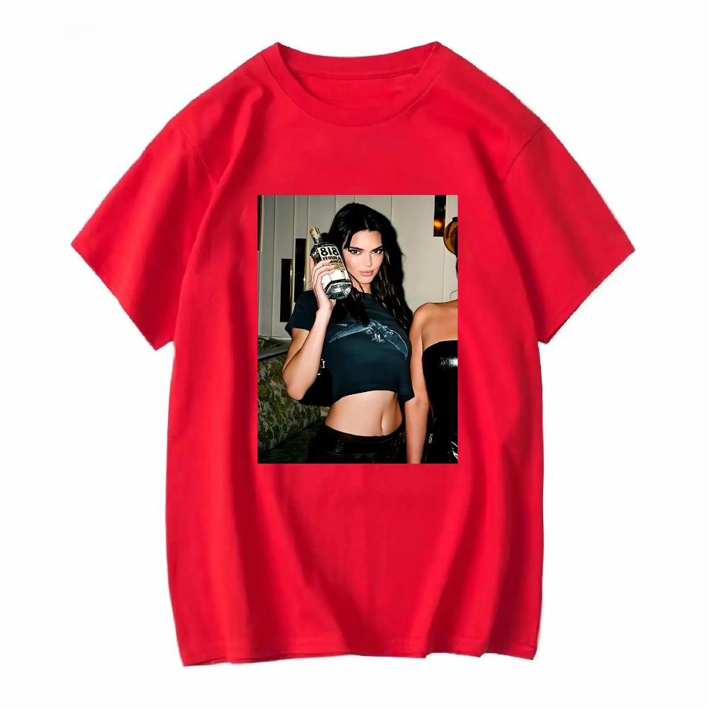

Kendall Jenner T Shirt Long or Short Sleeves Vintage Washed Soft Comfortable Casual Top for Everyday Wear Slightly Breathable 4XL
