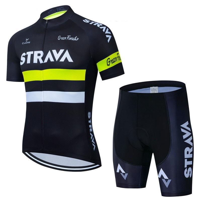 New Strava Cycling Suit Men's Outdoor Sports Cycling Short Sleeve Strap Shorts Set