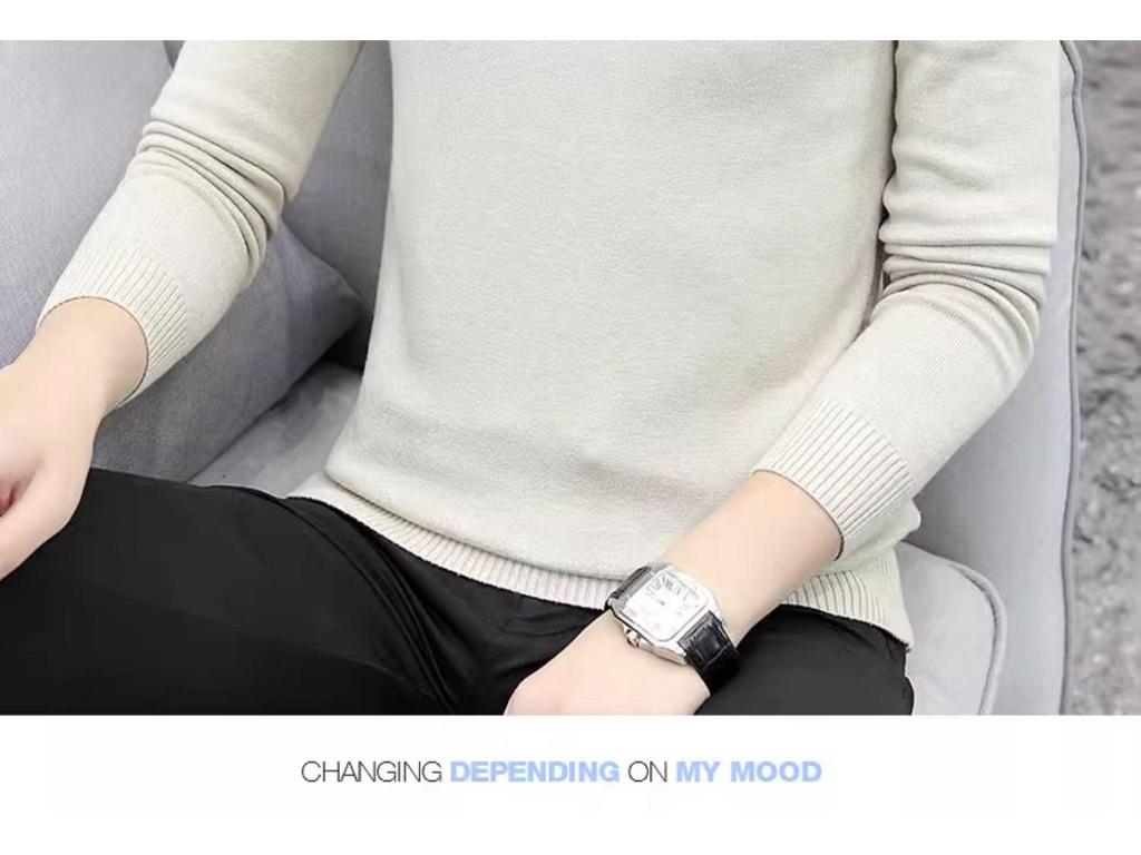 Men's Slim Fit Round Neck Sweater: Long Sleeve, Thin Pullover, Solid Color, Plus Velvet Knitwear for Autumn/Winter.