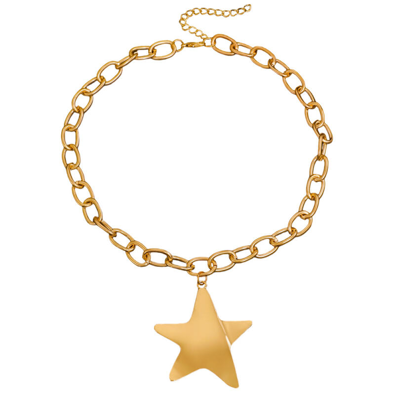 Simplicity Geometric Five-Pointed Star Necklaces for Women Men Hiphop Cool Thick Chain Pendant Necklaces Party Jewelry Wholesale