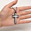 Stylish Layers Cross Necklaces for Men Boys,Two Tones Black Silver Color Cross Pendant, Religion Prayer Collar